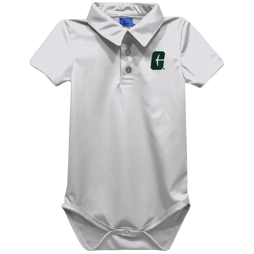 UNC University of North Carolina at Charlotte 49ers Embroidered White Solid Knit Polo Onesie