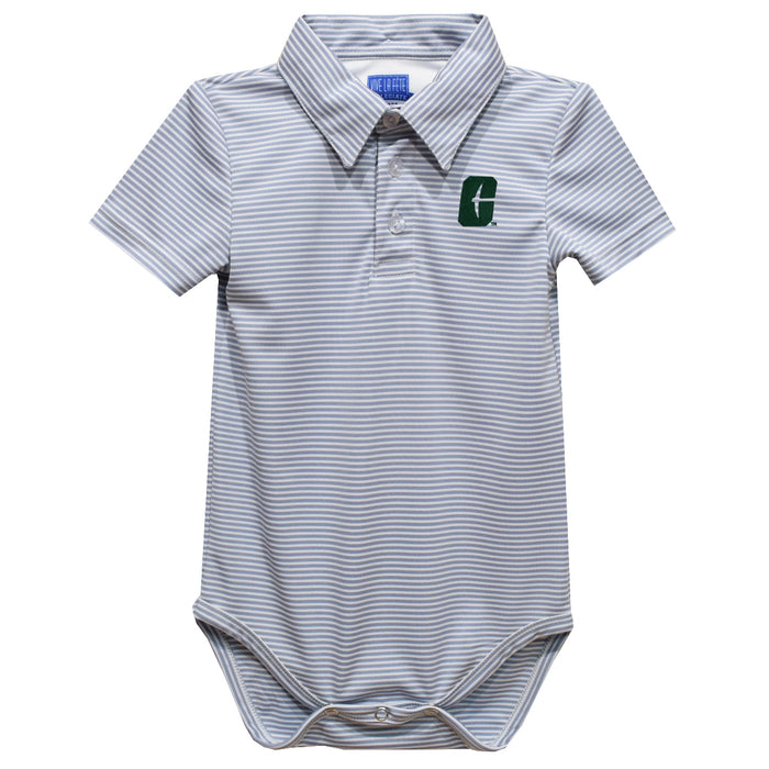 UNC University of North Carolina at Charlotte 49ers  Embroidered Gray Stripe Knit Polo Onesie