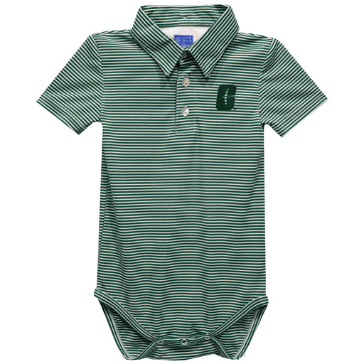 UNC University of North Carolina at Charlotte 49ers Embroidered Hunter Green Pencil Stripe Knit Polo Onesie