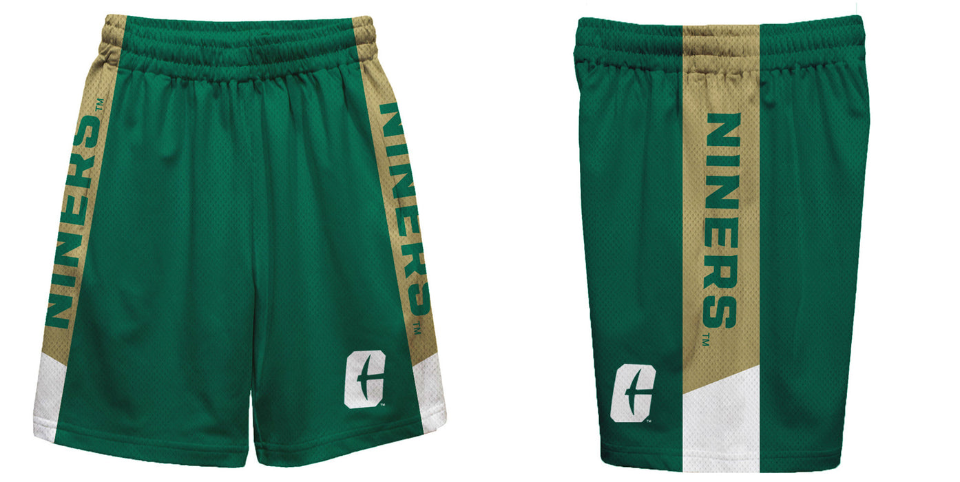 UNC Charlotte 49ers Vive La Fete Game Day Green Stripes Boys Solid Gold Athletic Mesh Short - Vive La Fête - Online Apparel Store