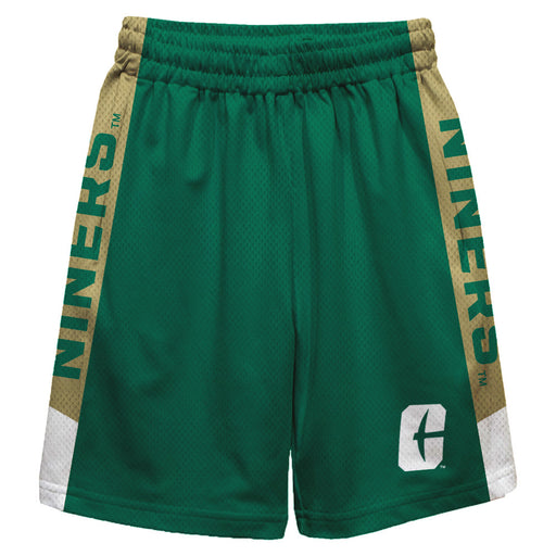 UNC Charlotte 49ers Vive La Fete Game Day Green Stripes Boys Solid Gold Athletic Mesh Short