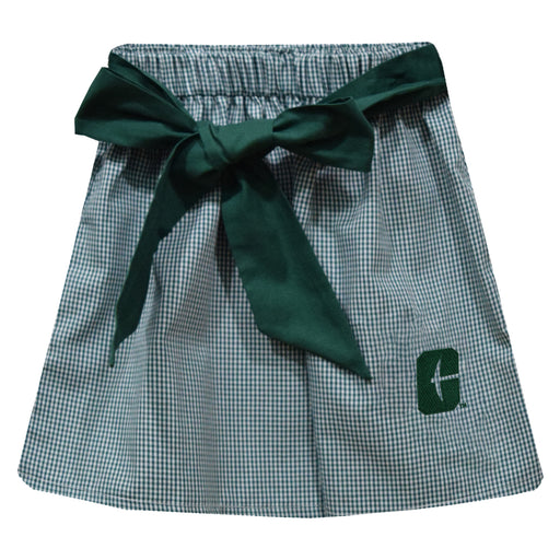 UNC University of North Carolina at Charlotte 49ers Embroidered Hunter Green Gingham Skirt With Sash