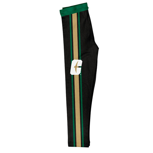 UNC University of North Carolina at Charlotte 49ers Vive La Fete Girls Game Day Black with Green Stripes Leggings Tights