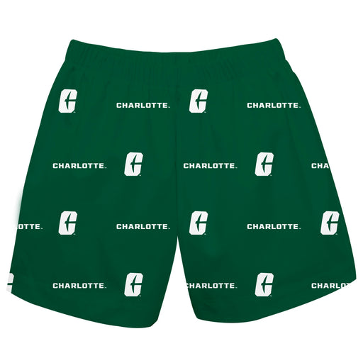 UNC Charlotte 49ers Vive La Fete Boys Game Day All Over Logo Elastic Waist Classic Play Green Pull On Short
