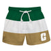 UNC Charlotte 49ers Vive La Fete Green White Gold Stripes Swimtrunks V1