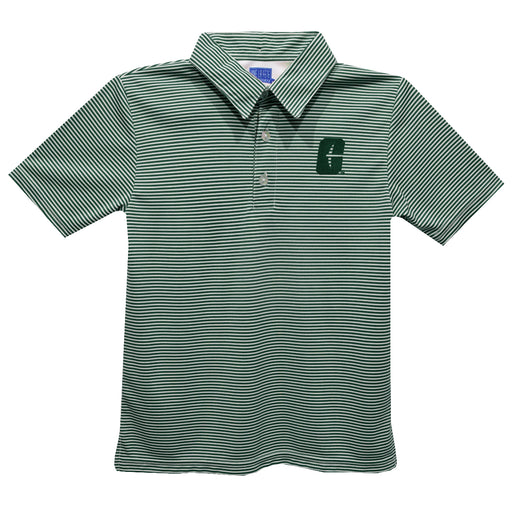 UNC University of North Carolina at Charlotte 49ers Embroidered Hunter Green Stripes Short Sleeve Polo Box Shirt