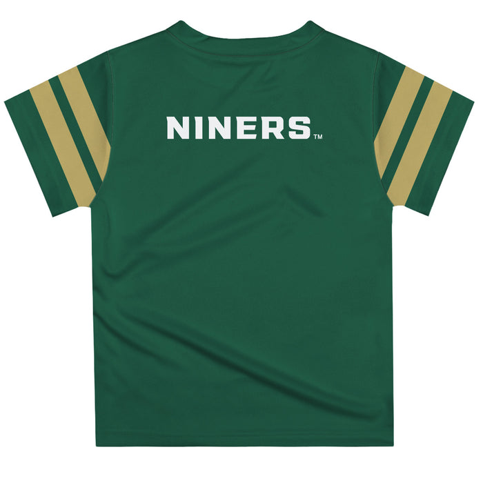 UNC Charlotte 49ers Vive La Fete Boys Game Day Green Short Sleeve Tee with Stripes on Sleeves - Vive La Fête - Online Apparel Store