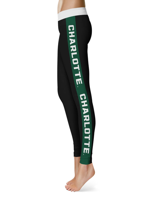 UNC Charlotte 49ers Vive La Fete Game Day Collegiate Green Stripes Women Black Yoga Leggings 2 Waist Tights - Vive La Fête - Online Apparel Store