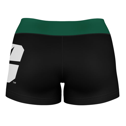 UNC Charlotte 49ers Vive La Fete Logo on Thigh & Waistband Black & Green Women Yoga Booty Workout Shorts 3.75 Inseam - Vive La Fête - Online Apparel Store