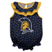 UNCG Spartans Swirls Blue Sleeveless Ruffle Onesie Logo Bodysuit
