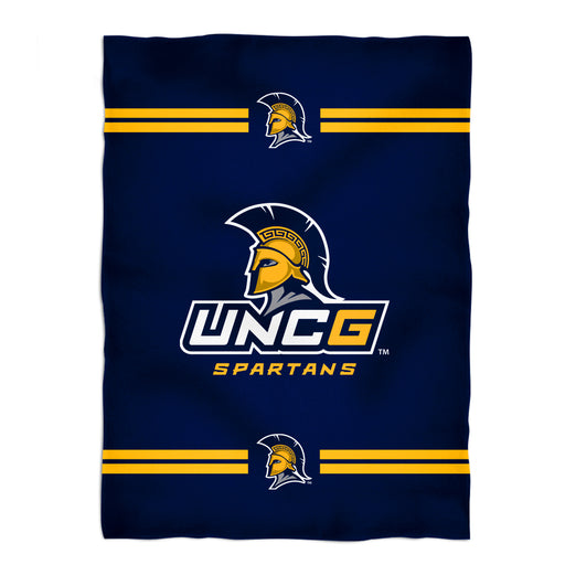 UNC Greensboro Spartans UNCG Vive La Fete Game Day Soft Premium Fleece Navy Throw Blanket 40 x 58" Logo and Stripes" - Vive La Fête - Online Apparel Store