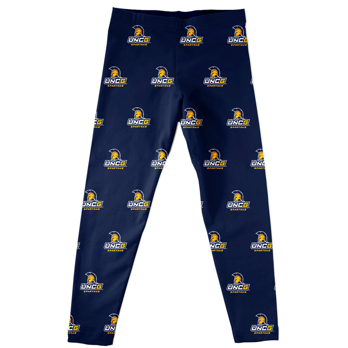 UNC Greensboro Spartans UNCG Vive La Fete Girls Game Day All Over Logo Elastic Waist Classic Play Navy Leggings Tights - Vive La Fête - Online Apparel Store