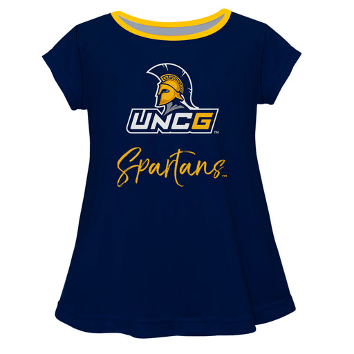 UNCG Spartans Vive La Fete Girls Game Day Short Sleeve Navy Top with School Logo and Name - Vive La Fête - Online Apparel Store