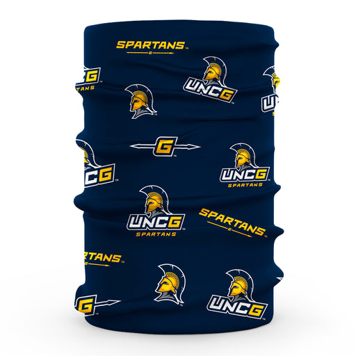 UNCG Spartans Vive La Fete All Over Logo Game Day  Collegiate Face Cover Soft 4-Way Stretch Neck Gaiter - Vive La Fête - Online Apparel Store
