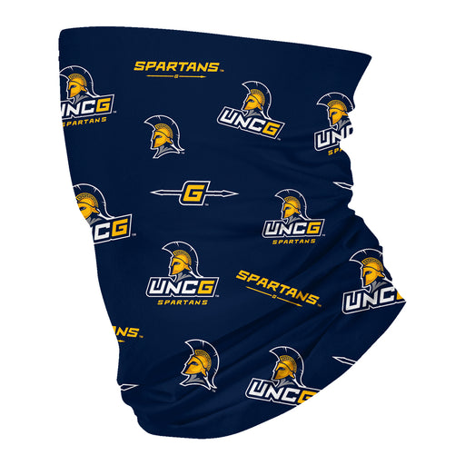 UNCG Spartans Vive La Fete All Over Logo Game Day  Collegiate Face Cover Soft 4-Way Stretch Neck Gaiter - Vive La Fête - Online Apparel Store