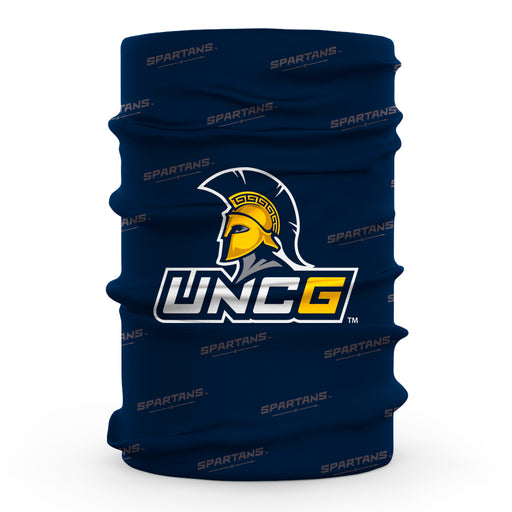 UNC Greensboro Spartans UNCG Vive La Fete All Over Logo Game Day  Collegiate Face Cover Soft 4-Way Stretch Neck Gaiter - Vive La Fête - Online Apparel Store