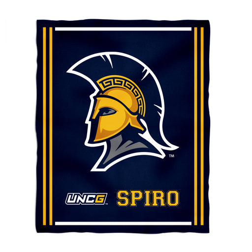 UNC Greensboro Spartans UNCG Vive La Fete Kids Game Day Navy Plush Soft Minky Blanket 36 x 48 Mascot