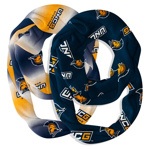 UNC Greensboro Spartans Vive La Fete All Over Logo Collegiate Women Set of 2 Light Weight Ultra Soft Infinity Scarfs