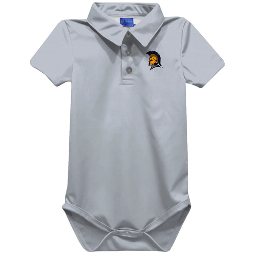 UNC Greensboro Spartans UNCG Embroidered Gray Solid Knit Polo Onesie
