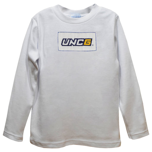 UNC Greensboro Spartans UNCG Smocked White Knit Boys Long Sleeve Tee Shirt