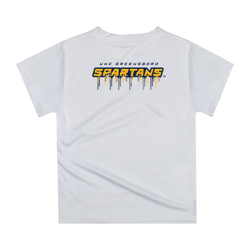 UNC Greensboro Spartans UNCG Original Dripping Baseball Helmet Gold T-Shirt by Vive La Fete - Vive La Fête - Online Apparel Store