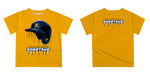 UNC Greensboro Spartans UNCG Original Dripping Baseball Helmet Gold T-Shirt by Vive La Fete - Vive La Fête - Online Apparel Store