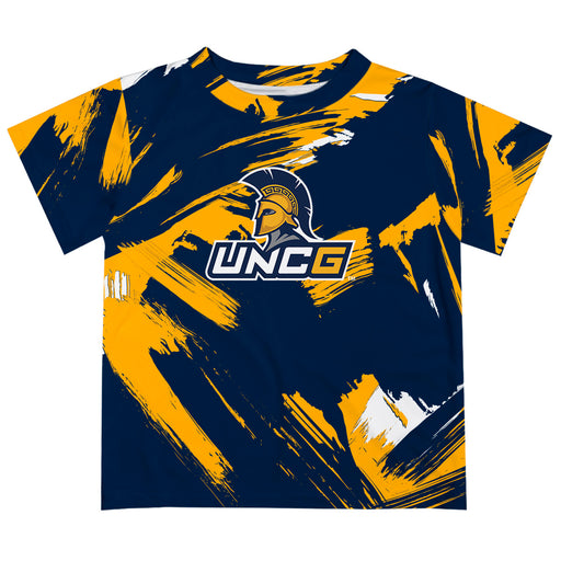 UNC Greensboro Spartans UNCG Vive La Fete Boys Game Day Blue Short Sleeve Tee Paint Brush