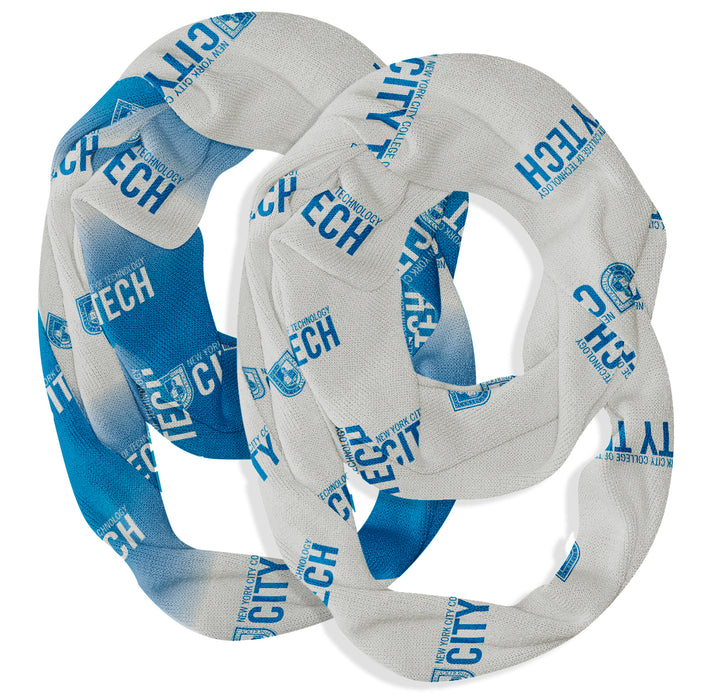 City Tech Yellow Jackets Vive La Fete All Over Logo Collegiate Women Set of 2 Light Weight Ultra Soft Infinity Scarfs