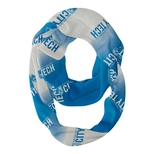 City Tech Yellow Jackets NYCCT Vive La Fete All Over Logo Game Day Collegiate Women Ultra Soft Knit Infinity Scarf