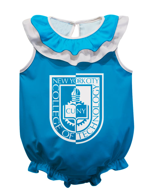 City Tech Yellow Jackets NYCCT Blue Sleeveless Ruffle Onesie Logo Bodysuit