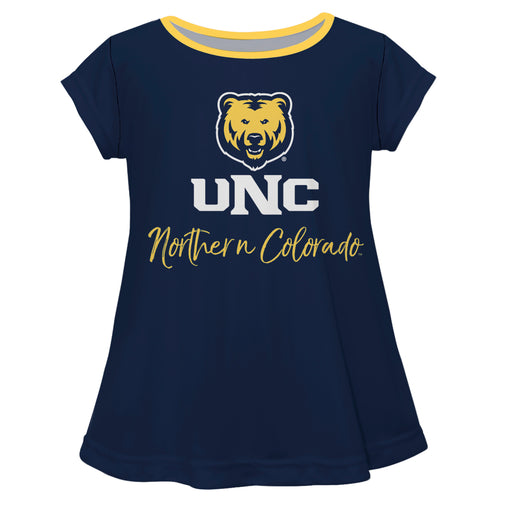 Northern Colorado Bears UNC Vive La Fete Girls Game Day Short Sleeve Navy Top with School Logo and Name - Vive La Fête - Online Apparel Store