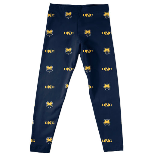 University of Northern Colorado Bears UNC Girls Game Day All Over Logo Elastic Waist Classic Play Navy Leggings Tights - Vive La Fête - Online Apparel Store