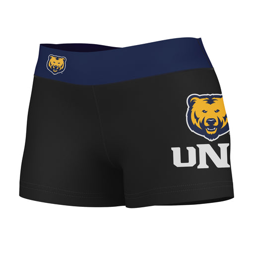 Northern Colorado Bears UNC Vive La Fete Logo on Thigh & Waistband Black & Navy Women Booty Workout Shorts 3.75 Inseam"