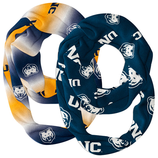 Northern Colorado Bears Vive La Fete All Over Logo Collegiate Women Set of 2 Light Weight Ultra Soft Infinity Scarfs