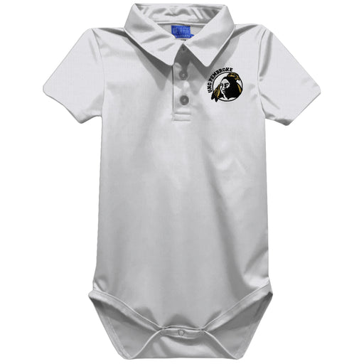 North Carolina at Pembroke Braves Embroidered White Solid Knit Boys Polo Bodysuit