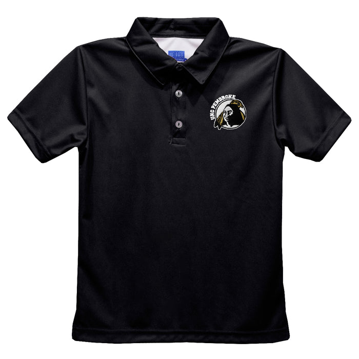 North Carolina at Pembroke Braves Embroidered Black Short Sleeve Polo Box Shirt