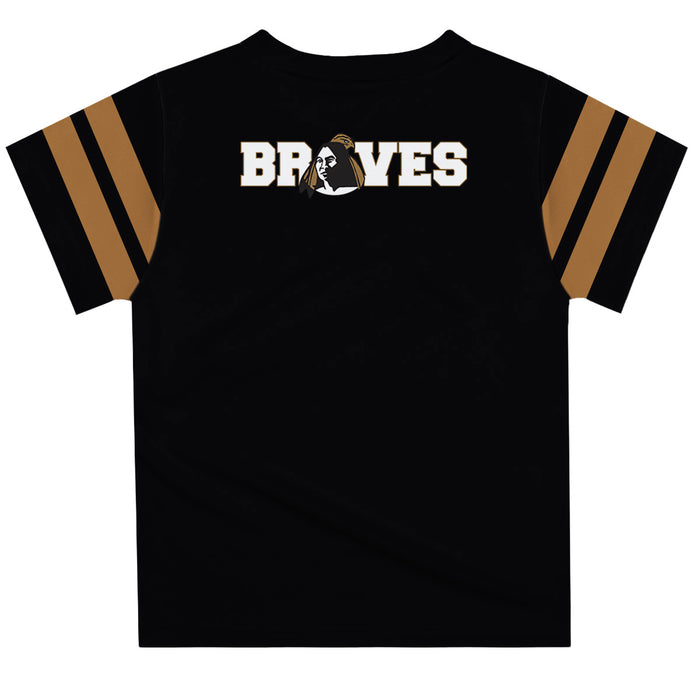 North Carolina at Pembroke Braves Vive La Fete Boys Game Day Black Short Sleeve Tee with Stripes on Sleeves - Vive La Fête - Online Apparel Store