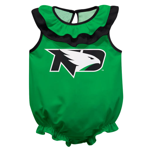 North Dakota Fighting Hawks Green Sleeveless Ruffle Onesie Logo Bodysuit by Vive La Fete
