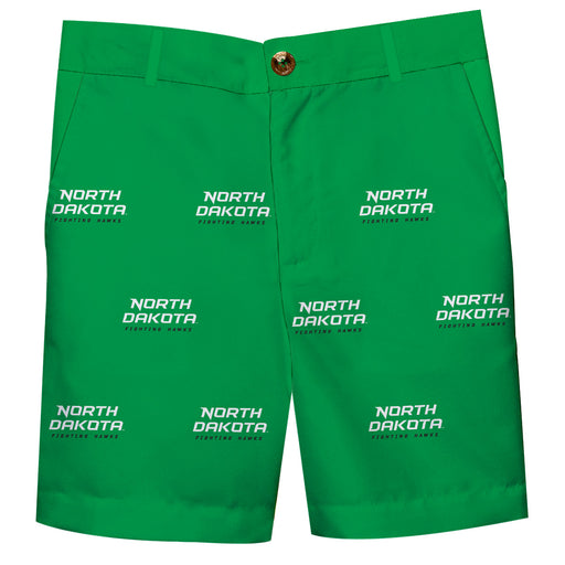 North Dakota Fighting Hawks Green Structured Short All Over Logo - Vive La Fête - Online Apparel Store