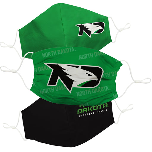 North Dakota Fighting Hawks 3 Ply Vive La Fete Face Mask 3 Pack Game Day Collegiate Unisex Face Covers Reusable Washable - Vive La Fête - Online Apparel Store
