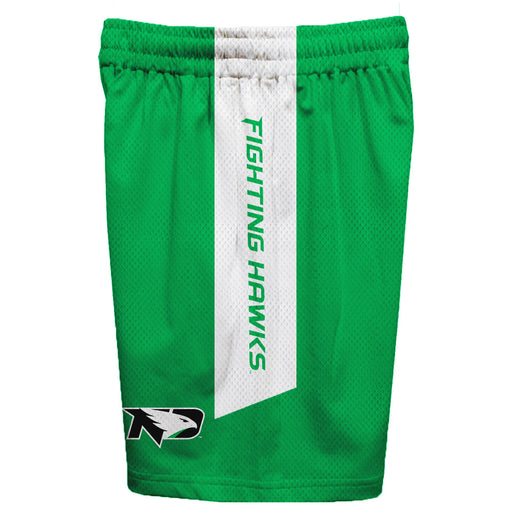 North Dakota Fighting Hawks Vive La Fete Game Day Green Stripes Boys Solid White Athletic Mesh Short - Vive La Fête - Online Apparel Store