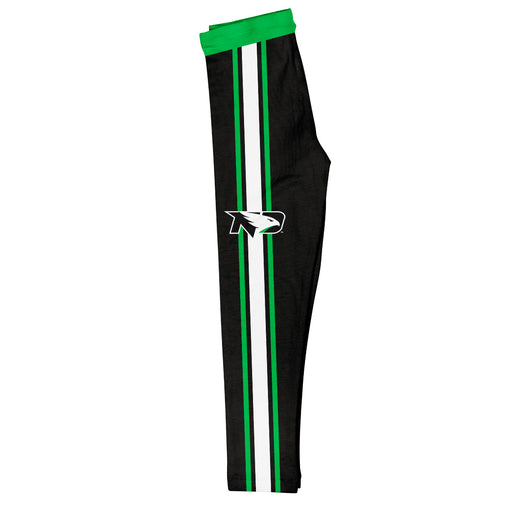 North Dakota Fighting Hawks Vive La Fete Girls Game Day Black with Green Stripes Leggings Tights