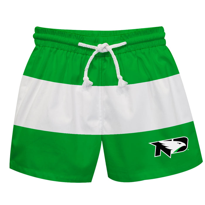 North Dakota Fighting Hawks Vive La Fete Green White Stripes Swimtrunks V2