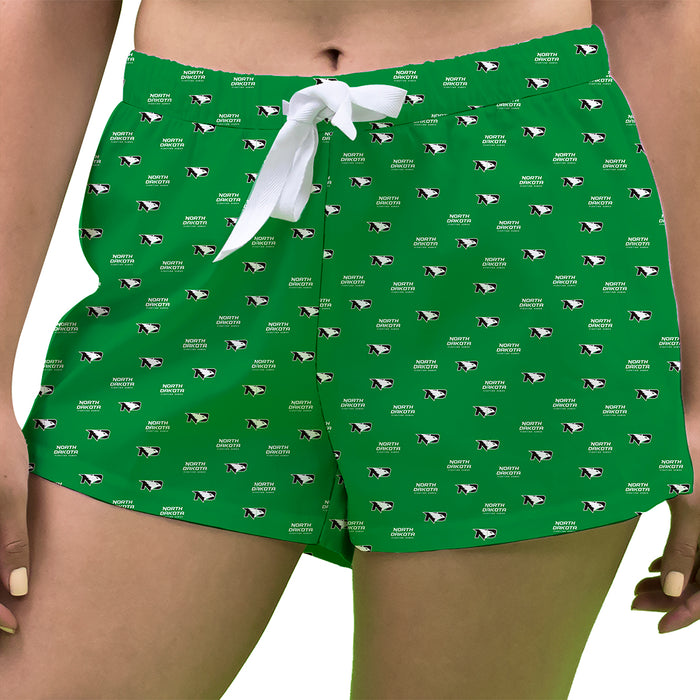 North Dakota Fighting Hawks Vive La Fete Game Day All Over Logo Women Green Lounge Shorts