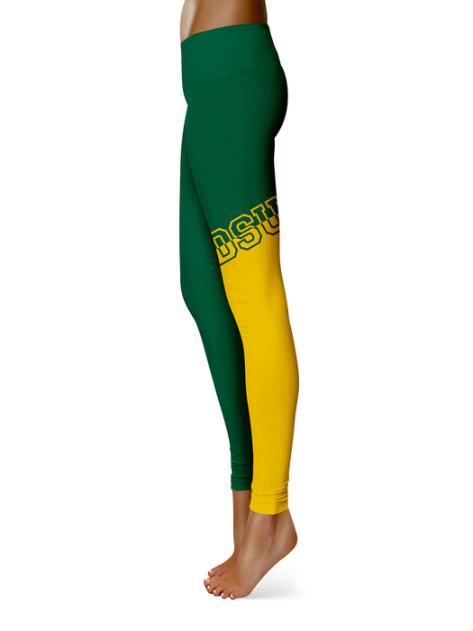 North Dakota Bison Vive la Fete Game Day Collegiate Leg Color Block Women Green Gold Yoga Leggings - Vive La Fête - Online Apparel Store