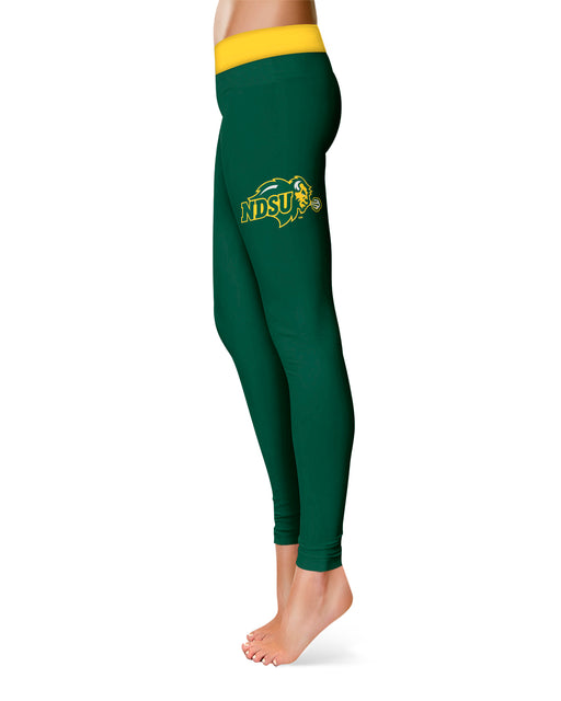 North Dakota Bison Vive La Fete Game Day Collegiate Logo on Thigh Green Women Yoga Leggings 2.5 Waist Tights" - Vive La Fête - Online Apparel Store