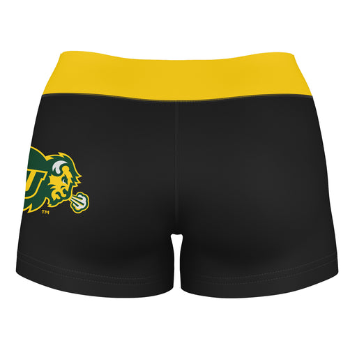 NDSU Bison Vive La Fete Game Day Logo on Thigh and Waistband Black and Gold Women Yoga Booty Workout Shorts 3.75 Inseam" - Vive La Fête - Online Apparel Store