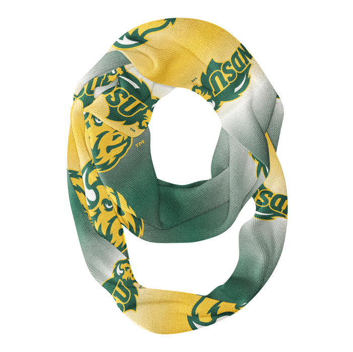 NDSU Bison Vive La Fete All Over Logo Game Day Collegiate Women Ultra Soft Knit Infinity Scarf