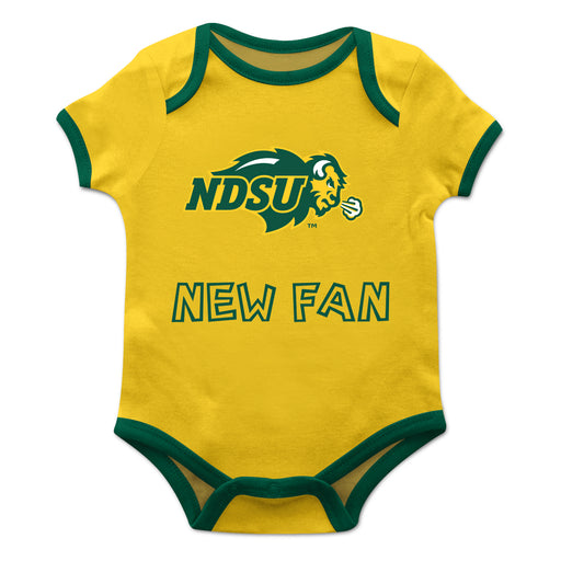 North Dakota Bison Vive La Fete Infant Game Day Yellow Short Sleeve Onesie New Fan Logo and Mascot Bodysuit