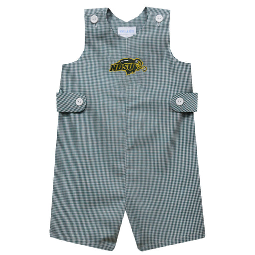 North Dakota Bison Embroidered Hunter Green Gingham Boys Jon Jon